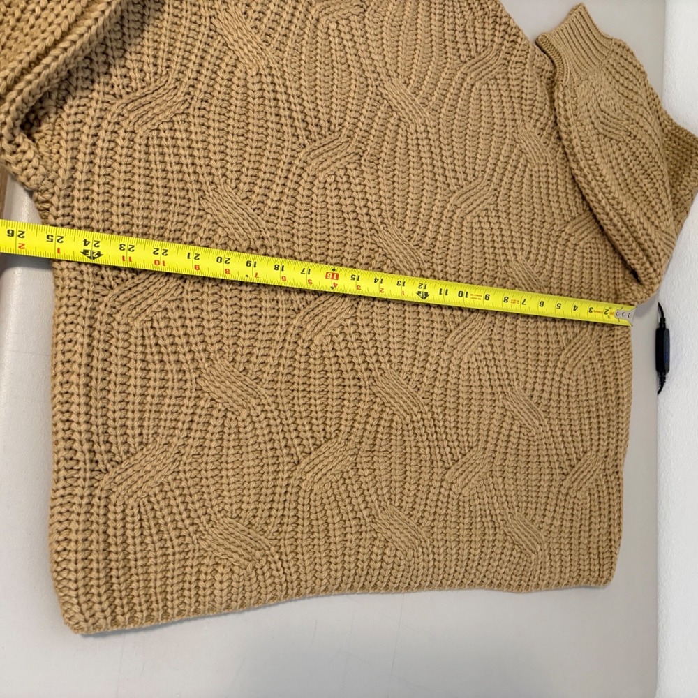 12th Tribe x The Salty Blonde Tan Chunky Knit Oversized Mock Neck Sweater OS - Picture 5 of 11